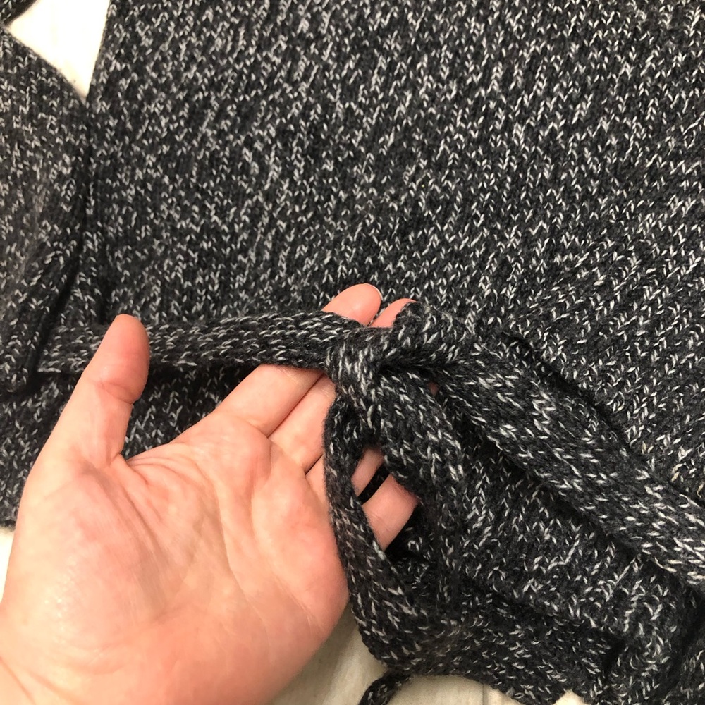 J. Crew Italian Merino Wool Sweater Black and White Belted Tie Classic - Picture 3 of 7